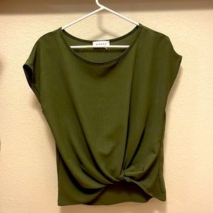 Dark green, front knot blouse.